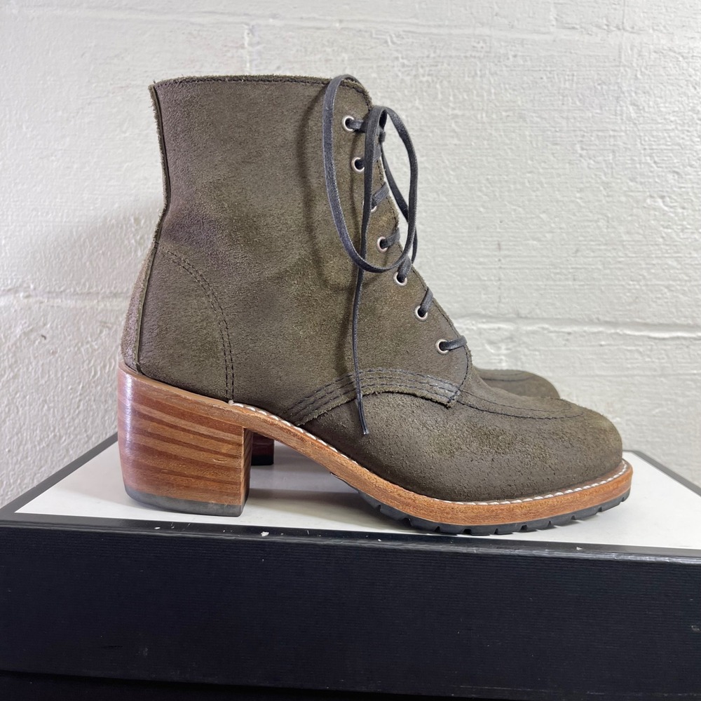 Red Wing Clara 3408 Olive Mohave Suede Heel Boots Lace up Women's Size 8 B